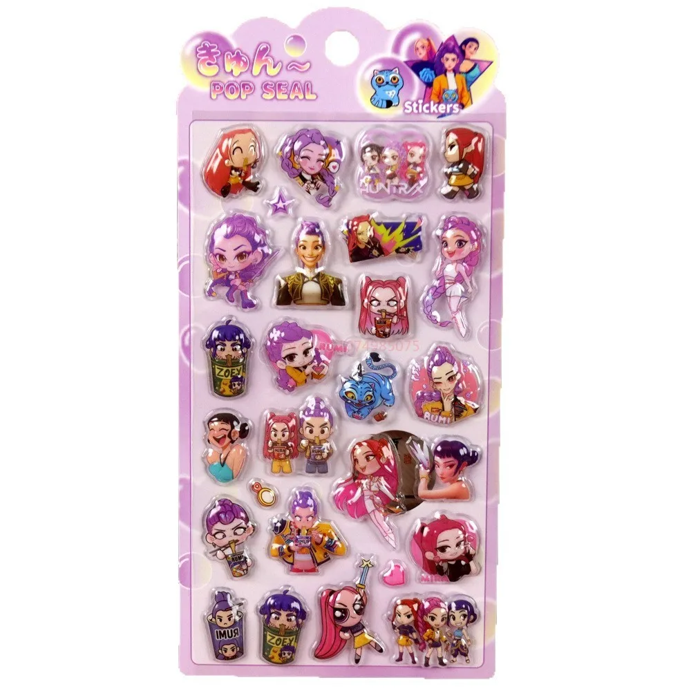 30pcs K-Pop Demon Hunter 3d Relief Crystal Sticker Cute Diy Mobile Phone Decoration Sticker Student Hand Account Stationery Gift