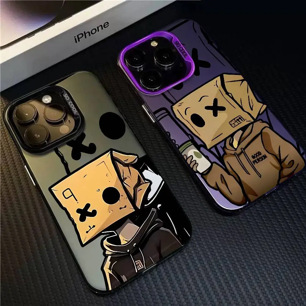 الكرتون ورقة رجل نمط الحالات الهاتف آيفون 17 16e 15 14 13 12 11 زائد برو ماكس ProMax الملونة يغطي