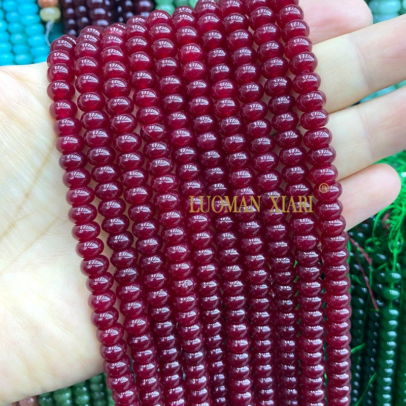 Großhandel Natürliche Stein-Rondelle 5x8MM Gemischte Chalcedon-Abstandsperlen für Schmuckherstellung DIY Armband Charms Zubehör 15'' – Detail 11