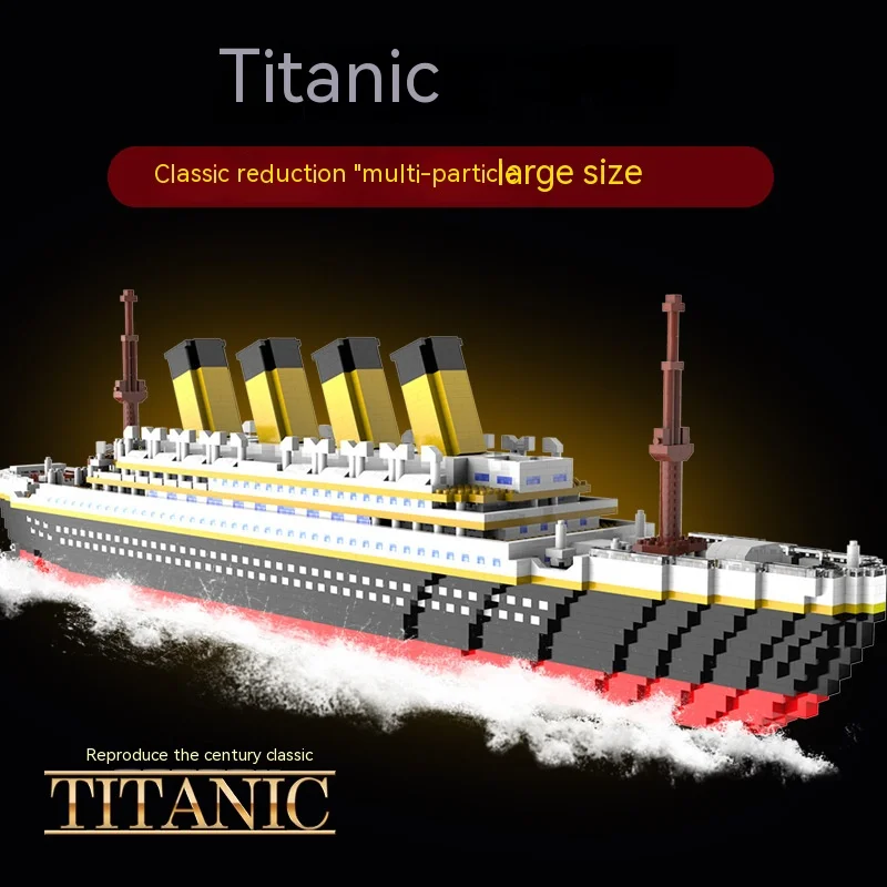 Titanic Giant Ship Boat Building Blocks Luxury Iceberg Cruise Wreck Set Micro City DIY Model Bricks Zabawki Dla Dzieci Prezent Dla Dorosłych