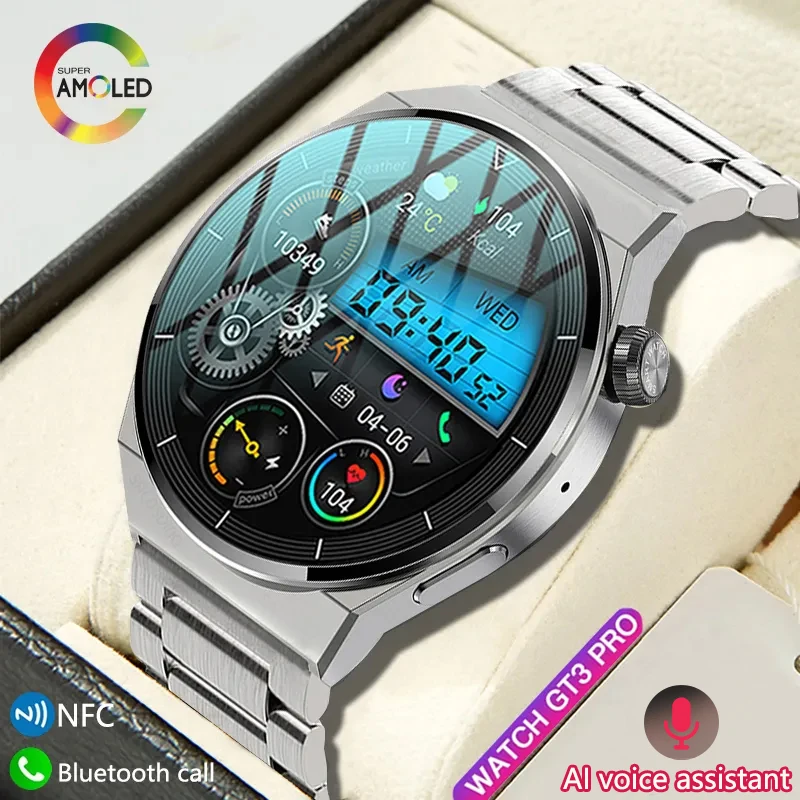 2023 New NFC Smartwatch Men AMOLED 390*390 Bluetooth Call AI Voice Assistant Sport SmartWatch Men For Huawei Xiaomi phone Clock