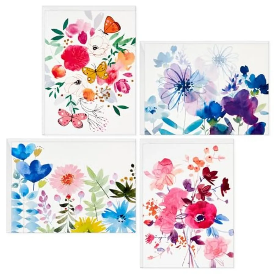 

Blank Cards Assortment, Painted Flowers 48 Cards with Envelopes