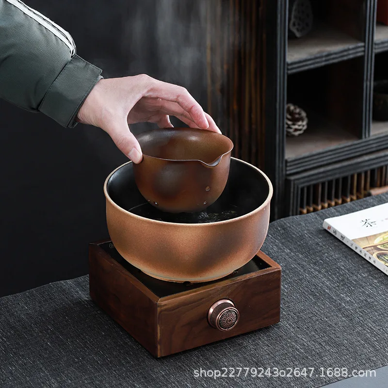 HYS enclosure tea brewer Ancient coarse pottery brewing tea stove Combined brewing teapot brewing tea bowl set Electric