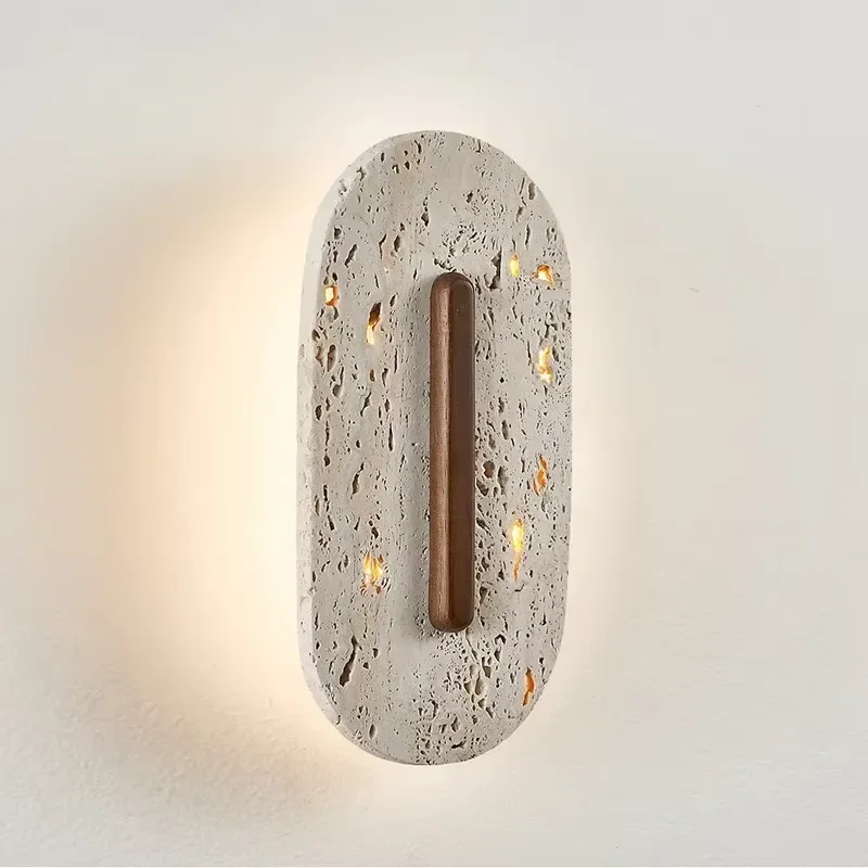 Natural Stone Wall Lamp Medieval Cave Aesthetic Light Wabi Sabi Bedroom Headboard Decor Staircase Hallway Foyer Living Room
