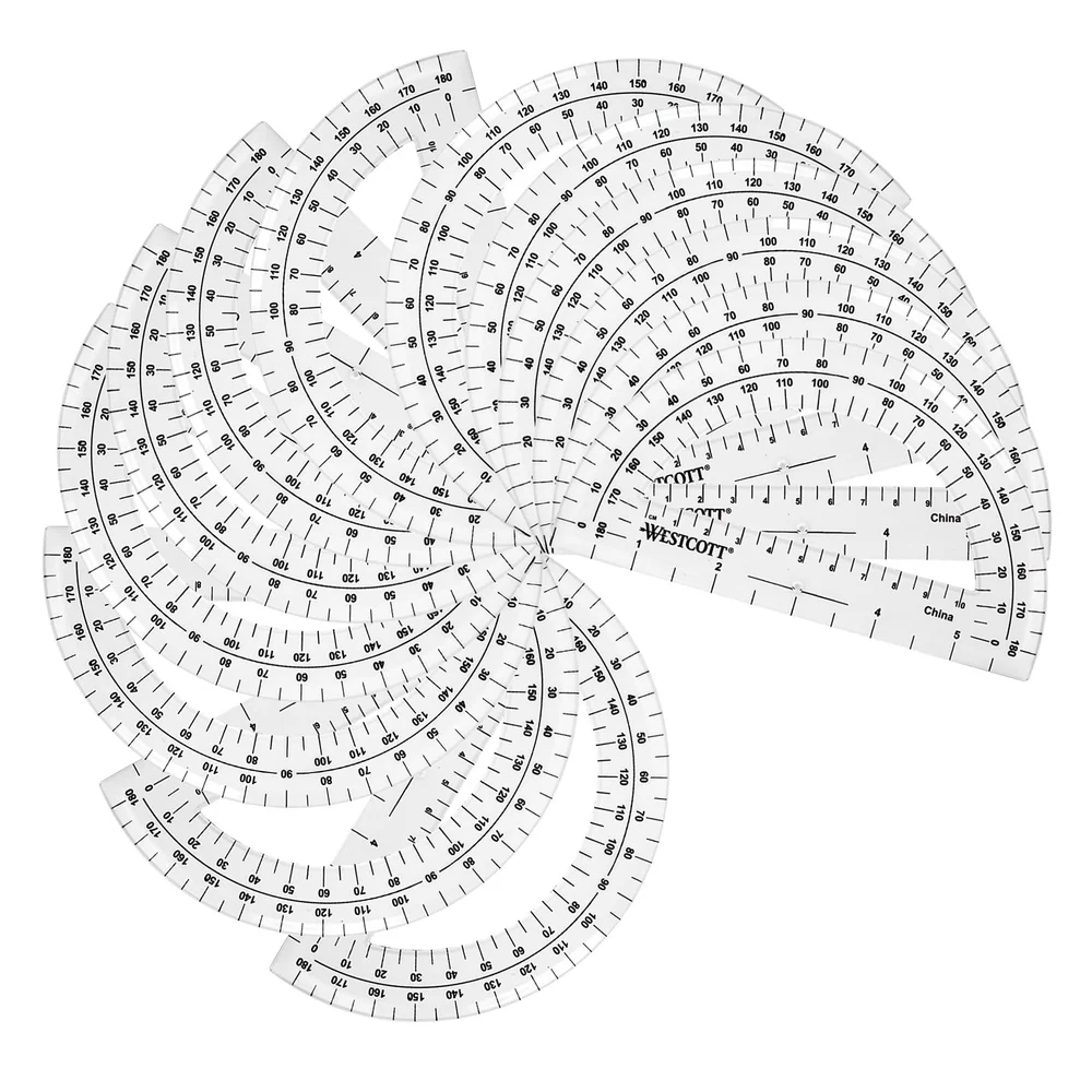 透明なプラスチック製分度器 6インチ 180度 二重測定 教材 耐久性のある透明定規 12個セット 教室用