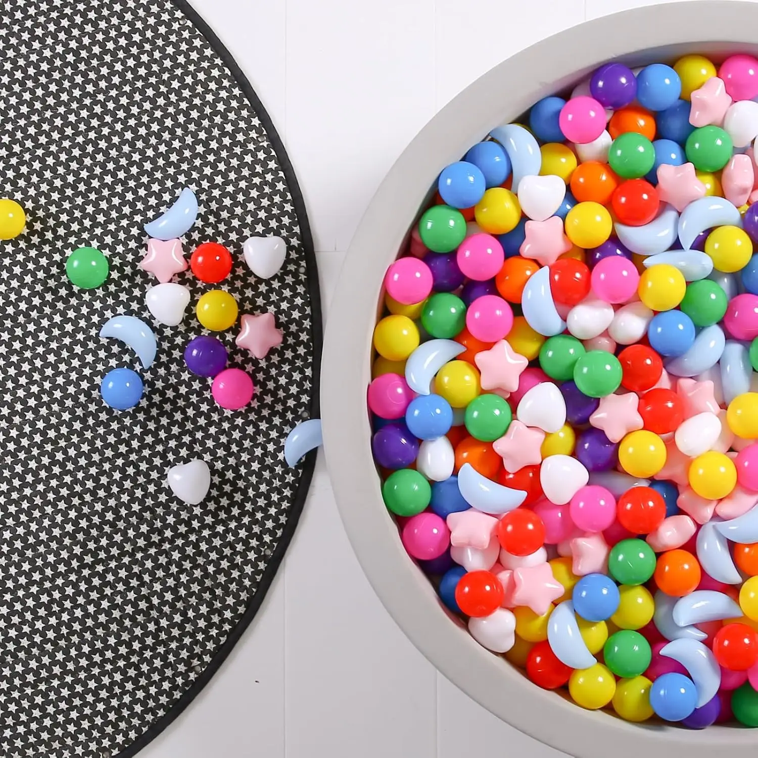 

Мячи Star Heart Moon Ball Pit, фигурные игровые шарики для Ball Pit, 100 шариков 2,15 дюйма Vibrant Rainbow Mix, защита от ударов BPA
