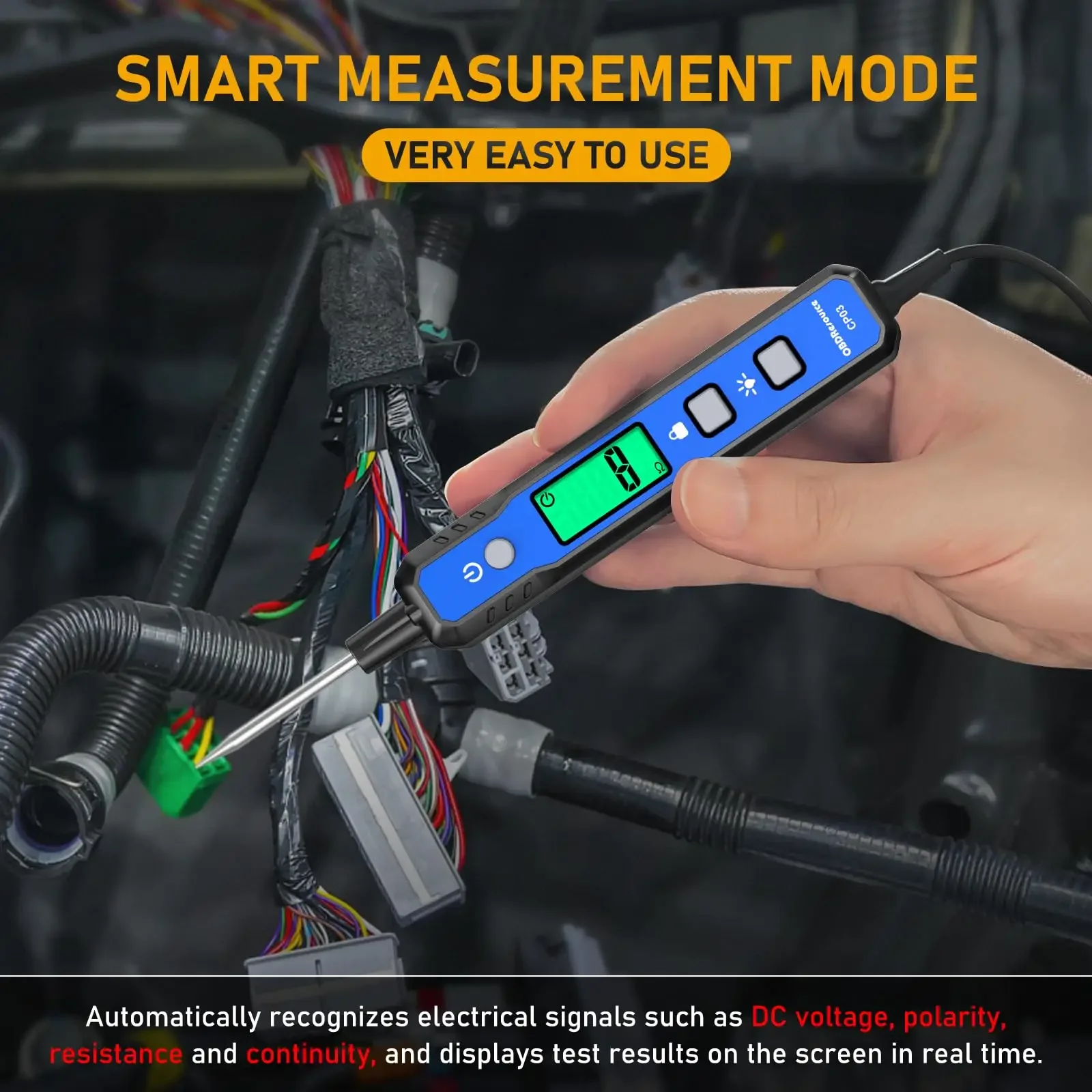 Car Voltage Circuit Probe Tester CP03 Automotive DC Voltage 0.8V-100V Resistance Digital Tester with Backlight Flashlight