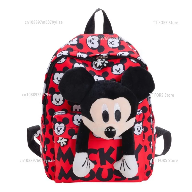 

Cartoon Backpack with Pendant for Baby Boys and Girls Minnie and Mickey Mouse Children's Kindergarten School Bag Kids Gift