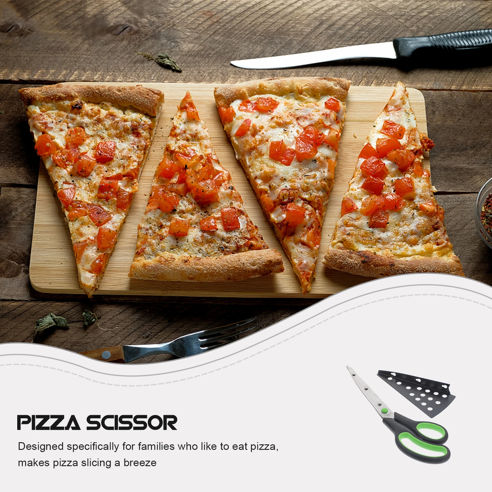 

Stainless Steel Scissors Detachable Pizza Shovel Sharp Slicing Tool For Home Kitchen Restaurant Green Pizza Cutter