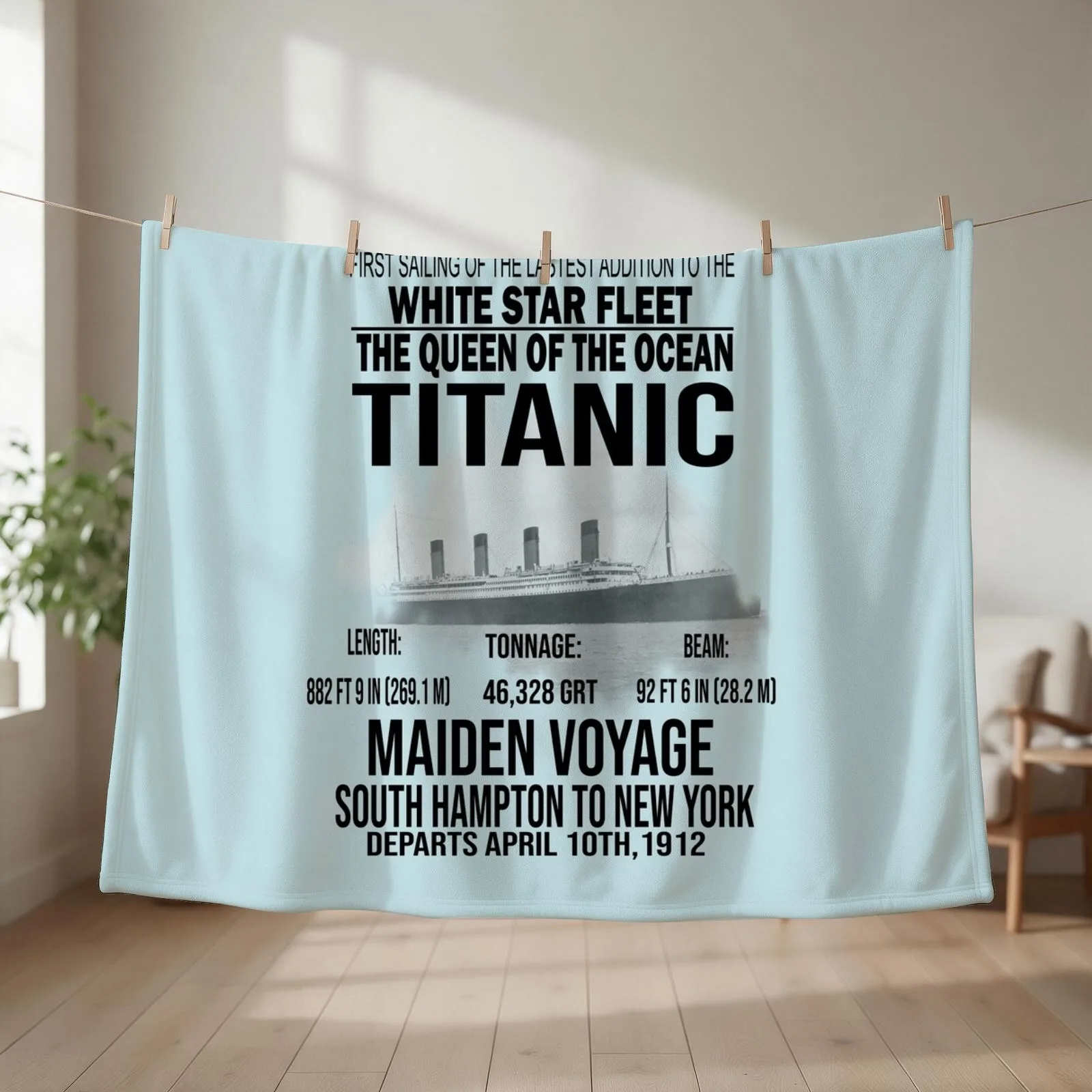 Titanic Vintage Poster Cruise Sinking Ship Atlantic Ocean Voyage Throw Blanket warm for winter christmas gifts Loose Blankets