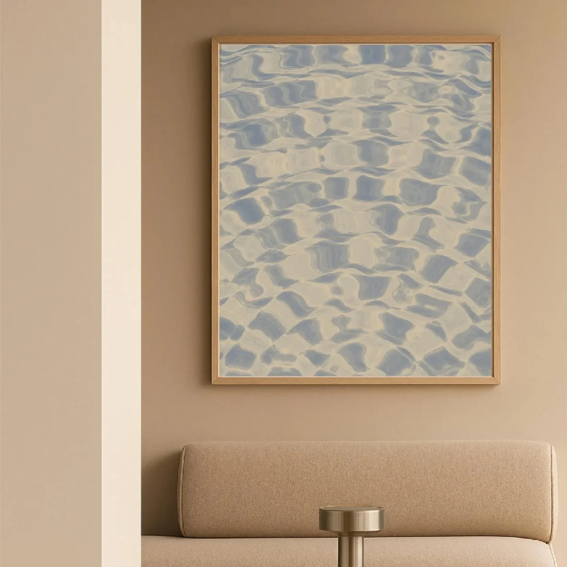 2D Flat, 2D Flat, 1pc Wall Decor, a Retro Poster Featuring Abstract Blue Water Ripples, Minimalist Art Print, Summer Mediterr