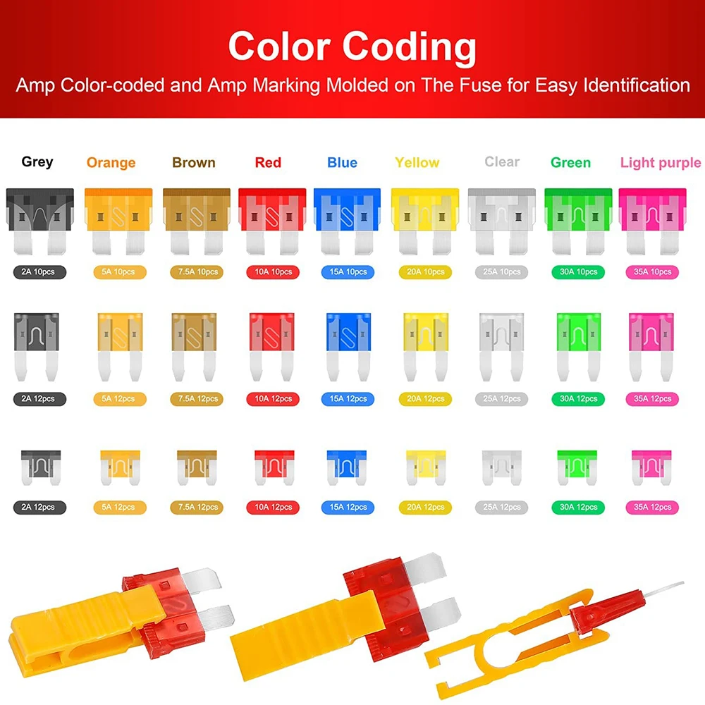 306pcs Fuse Assortment Kit Car Boat Truck SUV Car Assorted Replacement Blade Fuses with 2 Car Fuse Testers and 2 Fuse Pullers