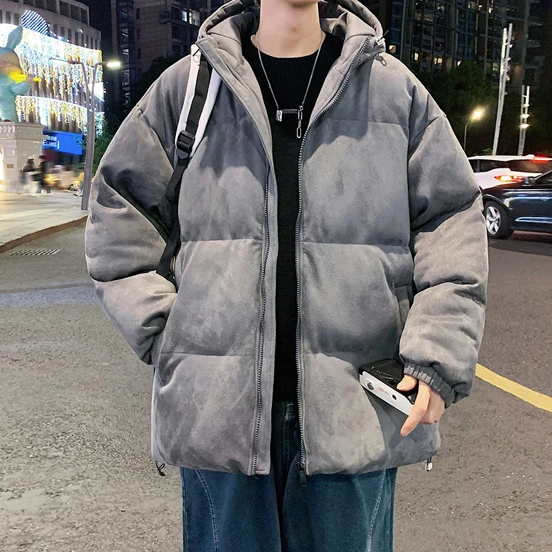 Winter Wildleder Parka Jacke Männer Puffer Jacke Kapuze Baumwolle gepolsterte Mäntel Männer Streetwear verdicken warme Mäntel Mode Kleidung für