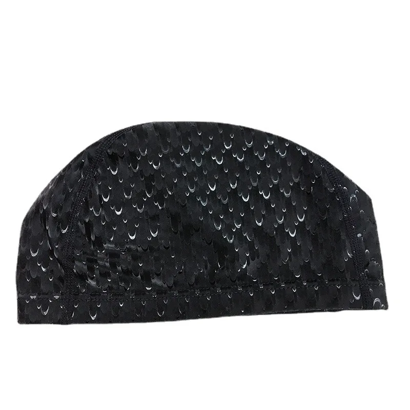 Adults Men Women Swimming Cap Waterproof PU Fabric Shark Skin Print Swim Pool Protect Ears Long Hair Bath Diving Hat Accessories