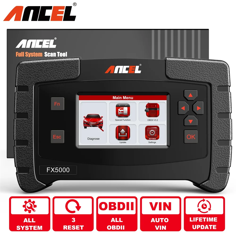 ANCEL FX5000 All System Diagnosis tool Car Scanner EPB Reset Oil Reset ABS Bleeding OBD2 Automotive Scanner Free Update