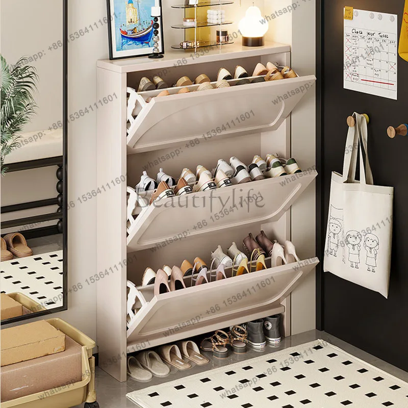LD  Wooden Organizer Shoe Shelf Storage Mobile Living Room Display Luxury Designer Shoe Cabinet Slippers Zapatero