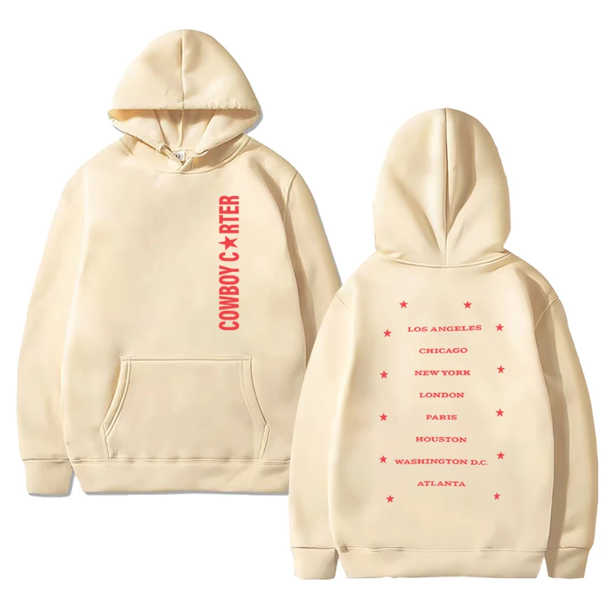 New in Beyonce Cowboy Carter 2025 Double Sided print Hoodies Men women fashion Y2k Sweatshirt Unisex Fleece Long sleeve pullover