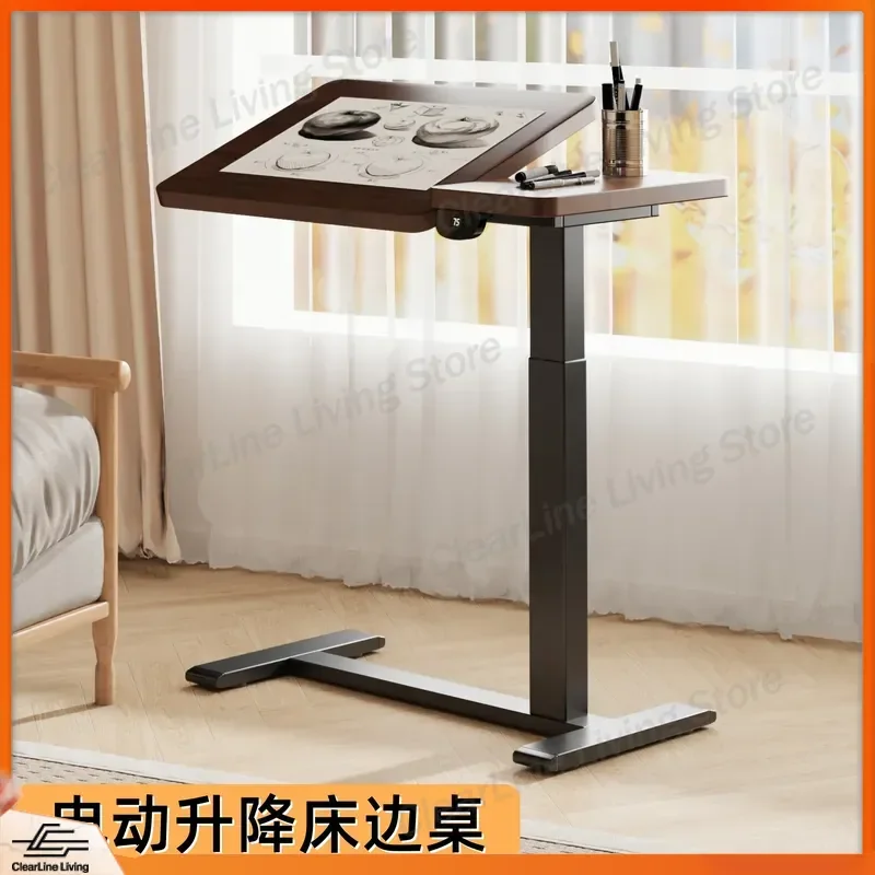 Height Adjustable Bedside Desk with Casters Removable Laptop Table Sofa Side Small Writing Table for Office Home