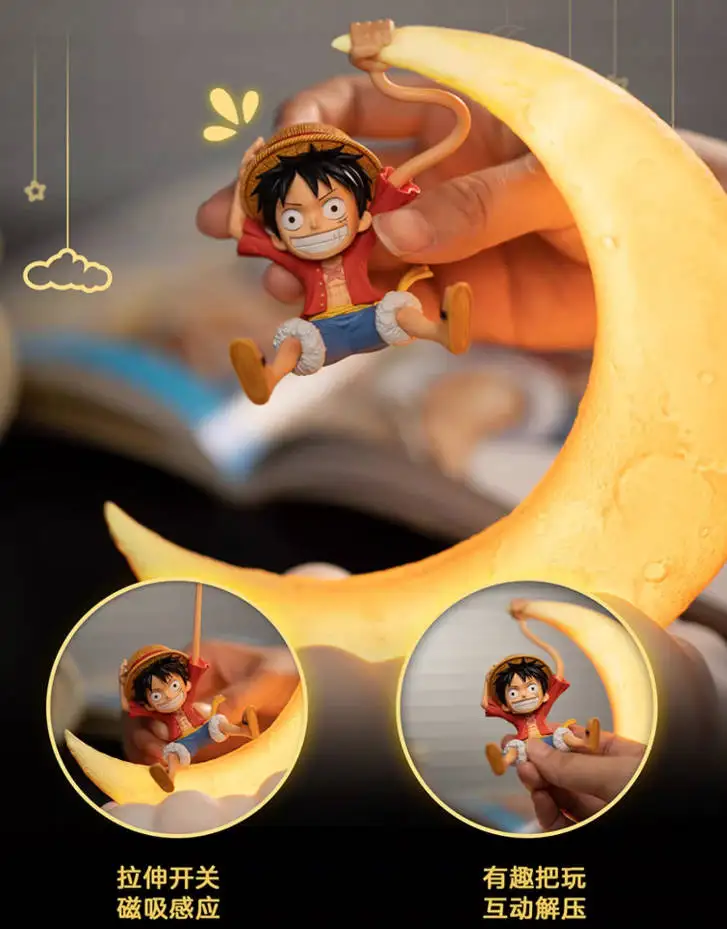 

One Piece Luffy Night Light Anime Peripheral Desktop Decoration Magnetic Control Moon Lamp Children Funny Holiday Gifts