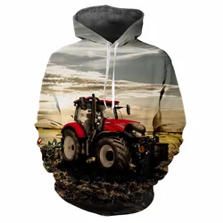 New Tractor Fun 3D Harajuku Agricultural Machine Printing Street Fashion Personality Men Women Soft Trendy Street Hip Hop Hoodie