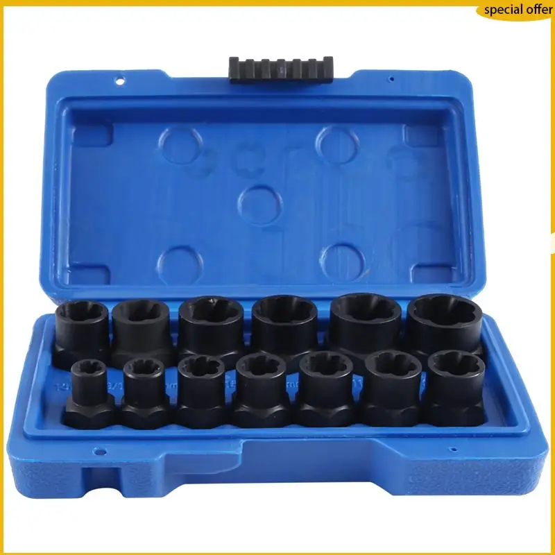 Conjunto de removedor de porca de parafuso de impacto de 13 peças A50I, soquete extrator de porca, conjunto de ferramentas removedor de parafuso