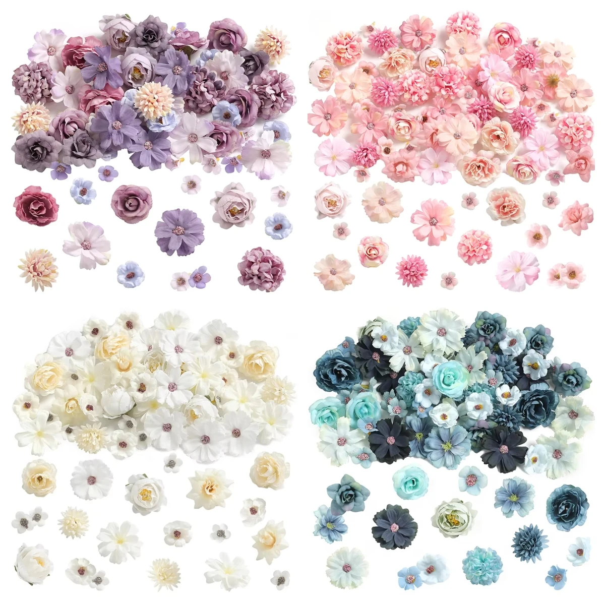 45 Uds. Cabezas de flores artificiales rosas 2,5-5cm flores falsas de seda para decoración de la habitación del hogar decoración de boda accesorios de corona artesanal