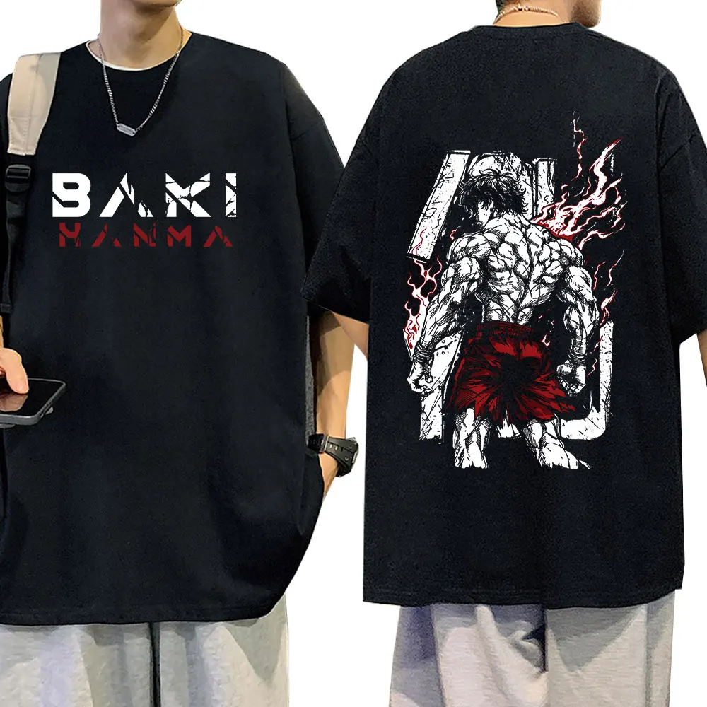 Japanisches Anime Baki The Grappler Hanma Yujiro GYM T-Shirt Herren Damen Kleidung Übergroße Lässige Kurzarm-T-Shirts Streetwear – Detail 2
