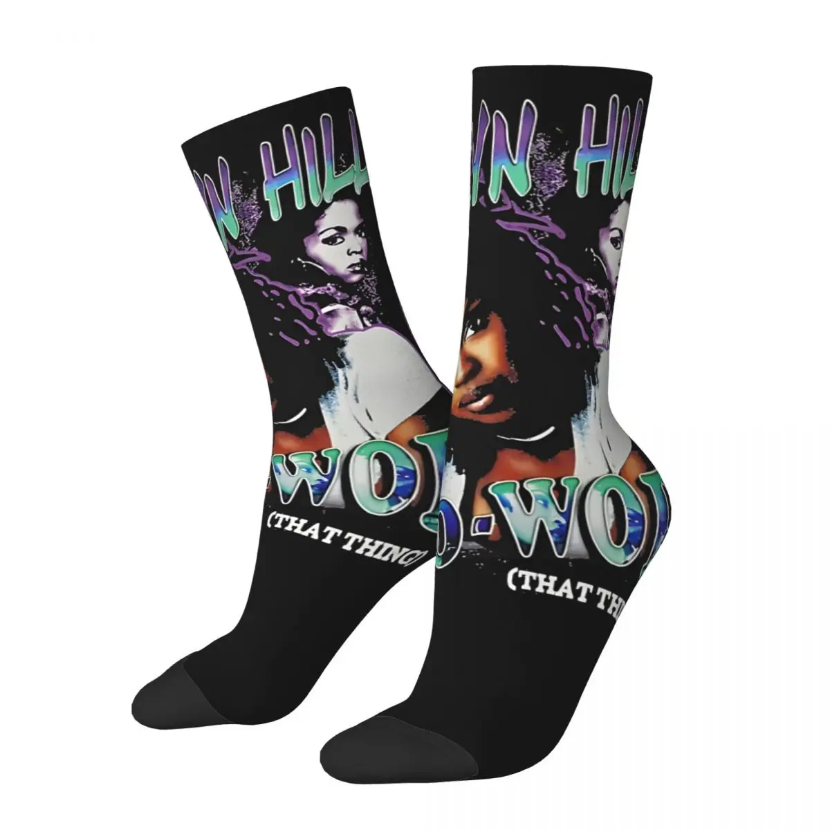 

Hip Hop Vintage Exquisite Crazy Men's compression Socks Unisex Lauryn Hill Street Style Pattern Printed Funny Novelty Happy Crew