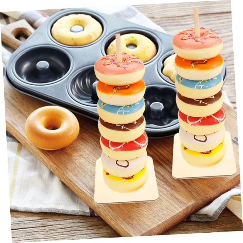 Wooden Donut Bagels Display Stand Holder Detachable Donut Display Stand Wood Donut Stand Bar for Party Wedding Birthday