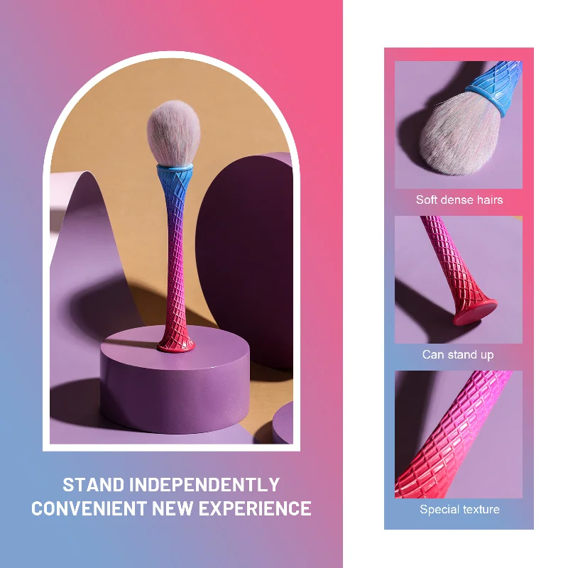 Brocha para polvos sueltos ecológica, colección de brochas de maquillaje, mango ergonómico para una mezcla precisa, cerdas de larga duración