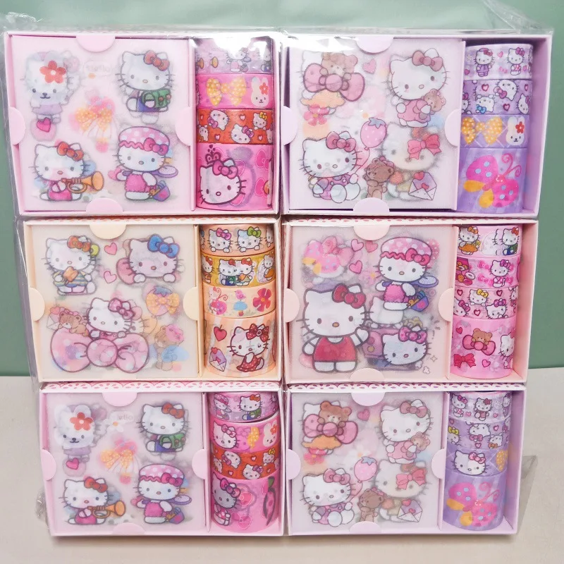 Sanrio Hello Kitty Handbook Sticker Toys Kuromi My Melody Paper Tape Decorative Materials Student Stationery DIY Stickers