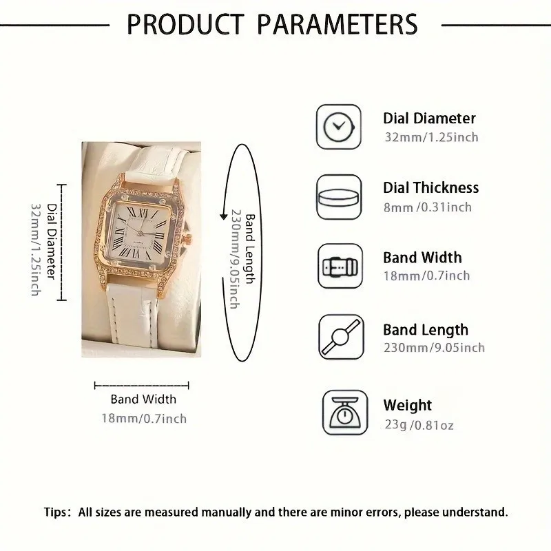 Kegllect-女性の高級ラインストーンクォーツ時計、アナログ腕時計、正方形ポインター、レトロ、5個セット