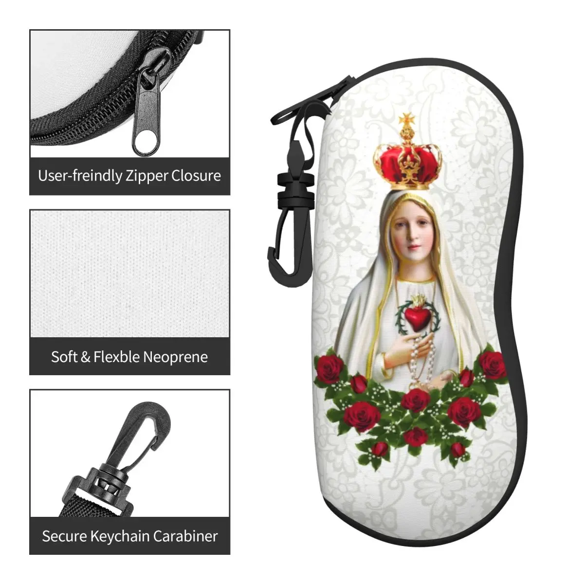 Custom Our Lady Of Fatima Virgin Mary Shell Eyeglasses Case Cute Portugal Rosary Catholic Glasses Case Sunglasses Box Pouch