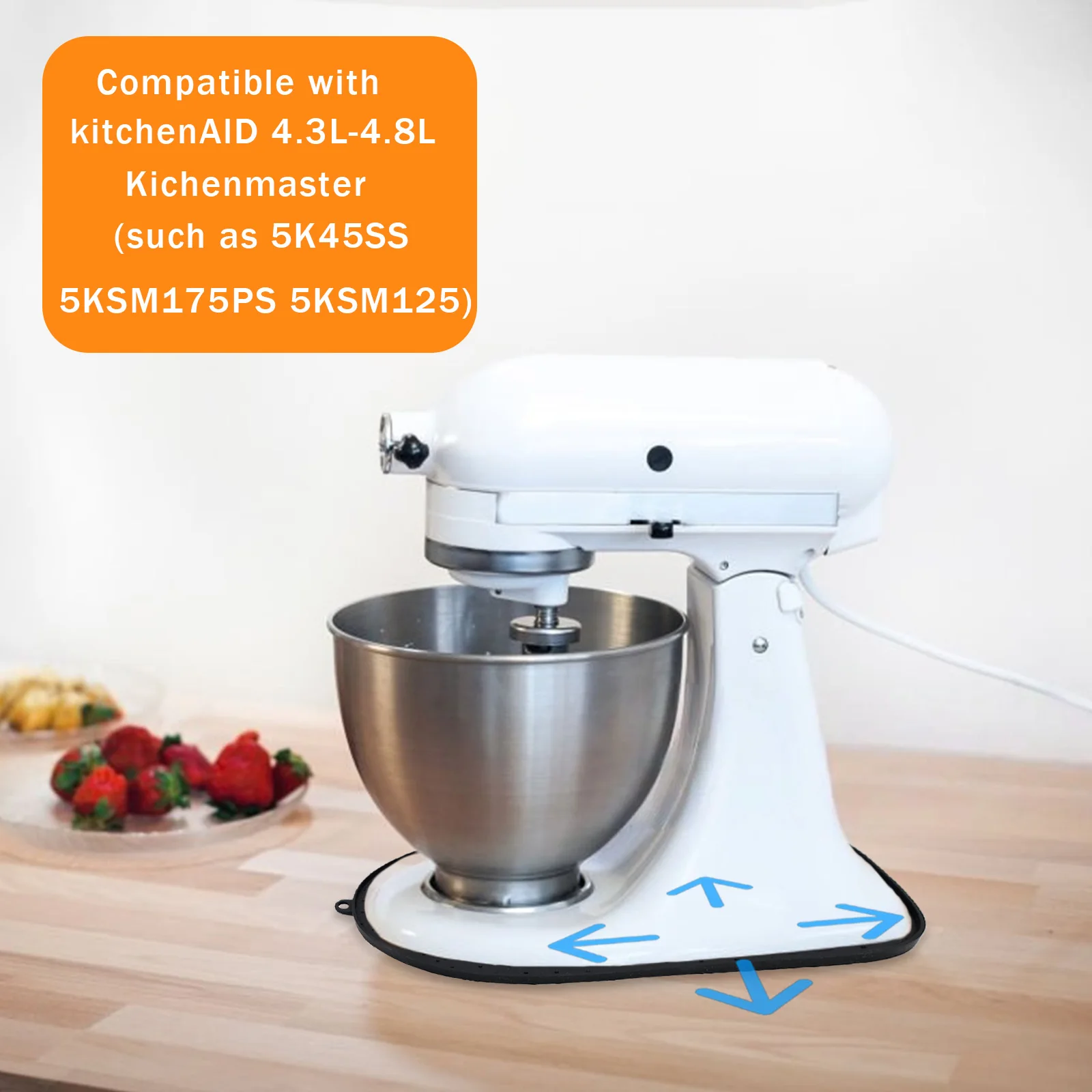 Sliding Board for  Kitchens Aids 4.5-5Qt Food Processors: 5K45SS, 5KSM125, 5KSM175PS -  Non-Slip Mat