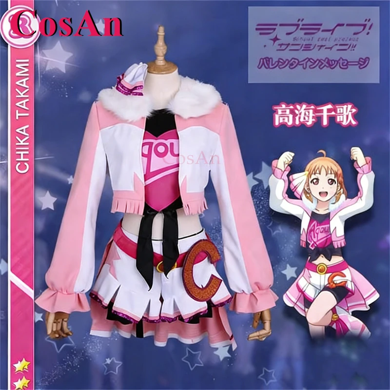 CosAn Anime LoveLive! Sunshine!! Costumes de cosplay Takami Chika, uniformes mignons à la mode Miracle Wave, vêtements de jeu de rôle pour fête, tailles XS-XL