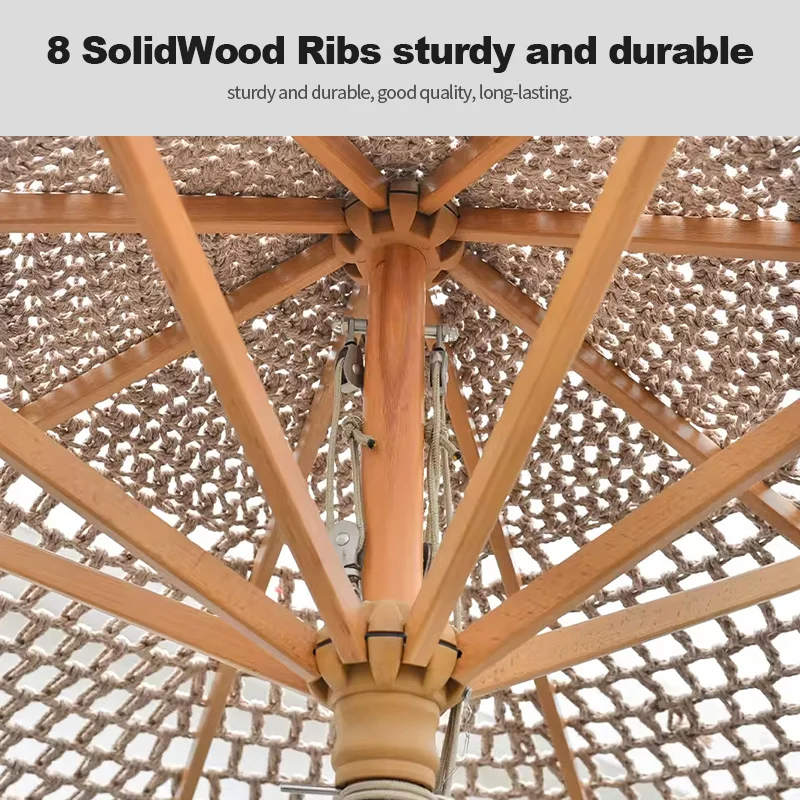 Modern Foldable Lightweight Outdoor Patio Umbrella Wholesale Synthetic Thatch Tiki Raffia Straw Parasols Rotational Tilt Garden