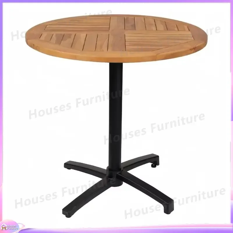 Outdoor Folding Aluminum Table with Teak Top High Quality Garden Patio Furniture Portable Camping Picnic Desk Waterproof