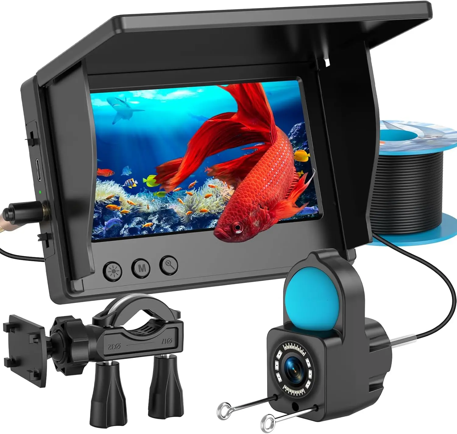 

1080P HD Underwater Fishing Camera with 4.3" LCD, Night Vision, IP68 Waterproof, 5000mAh Battery, 15m Cable for Ice Lake Boat Kayak