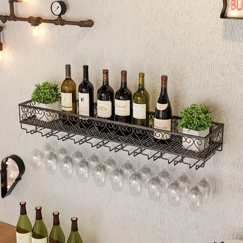 

Bar wall hanging red wine rack red wine glass rack dining room wine cabinet upside down creative hanging cup