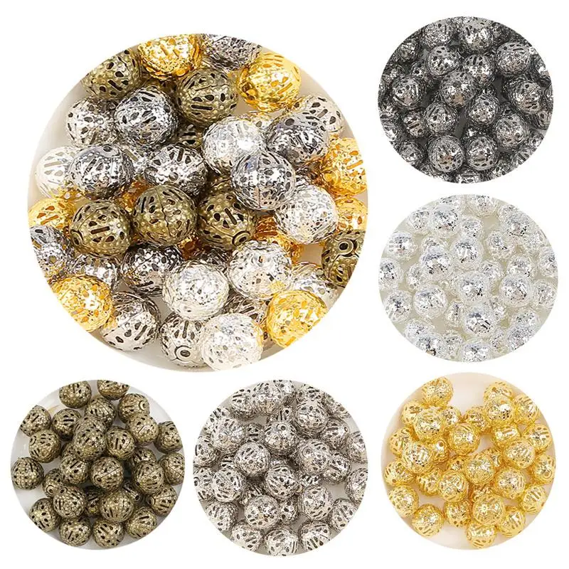 50-200pcs Hollow Ball Spacer Loose Beads For Jewelry Making DIY Bracelet Necklace Earring Jewelry Accessories 4/6/8/10mm Beads