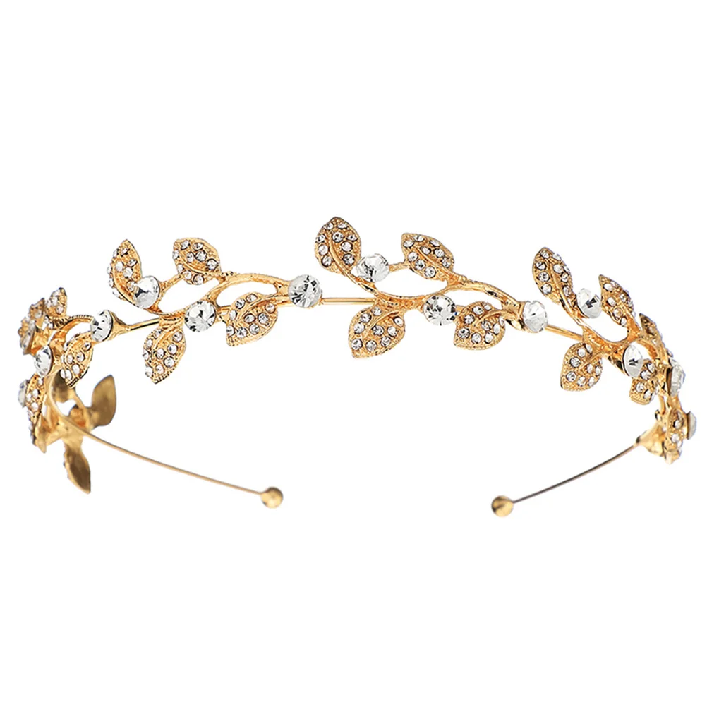 

1 pc Leaf-Shaped Rhinestone Hoop Elegant Hairband Stylish Headwear Bridal Hair Ornament Alloy Hair Accessory Unique Photo Prop