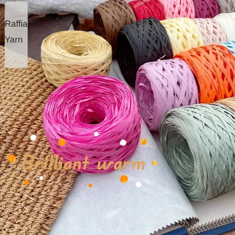 180m Raffia Yarn Paper Grass 100g/pcs for Knitting and Crochet Handmade Diy Straw Hat Bag Doll Slippers Weave Soft Yarn Thread