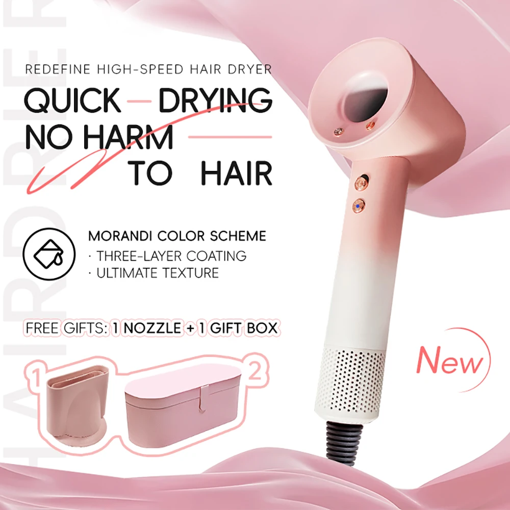 Professional Leafless Hair Dryer Strong Power Blow Hair Dryer Quick Dry Travel Home Hair Styler Negative Ionic  with Gift Box