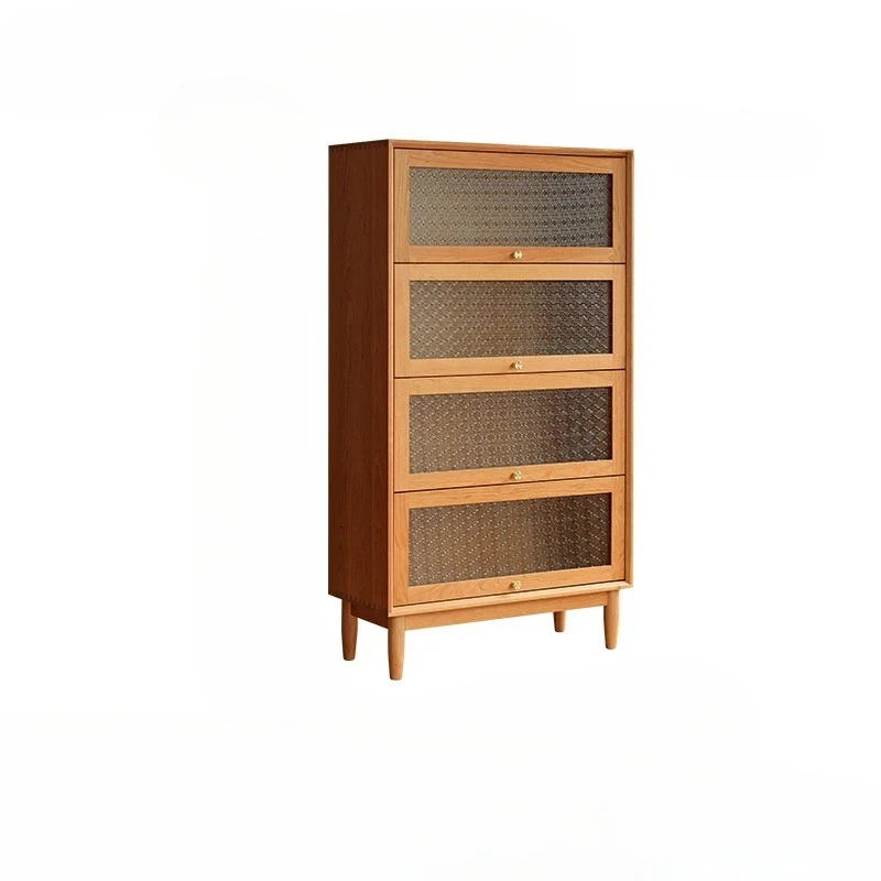 

Nordic Solid Wood Bookcase Cherrywood Display Storage Storage Cabinet Study Glass Door Bookshelf