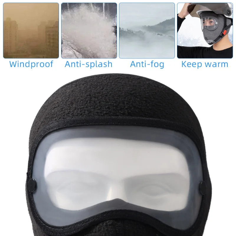 Polar Fleece Full Cover Beanie with Goggles Outdoors Skiing Cap Winter Warm Cycling Balaclava Beanies Men Women Fashion Mask Hat