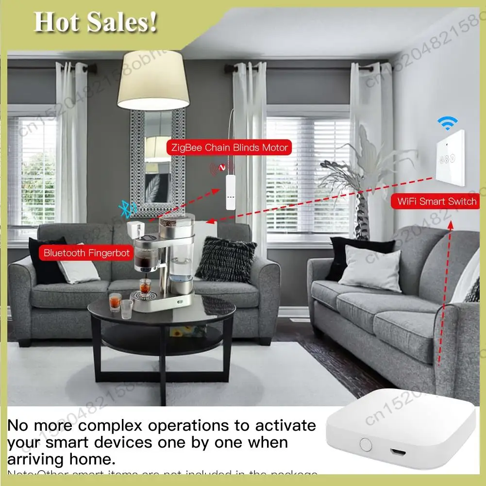 

-PQWN Multi-Mode Smart Gateway Zigbee Wifi Bluetooth Mesh Hub Work With Tuya Smart App Voice Control Via Alexa Google Home