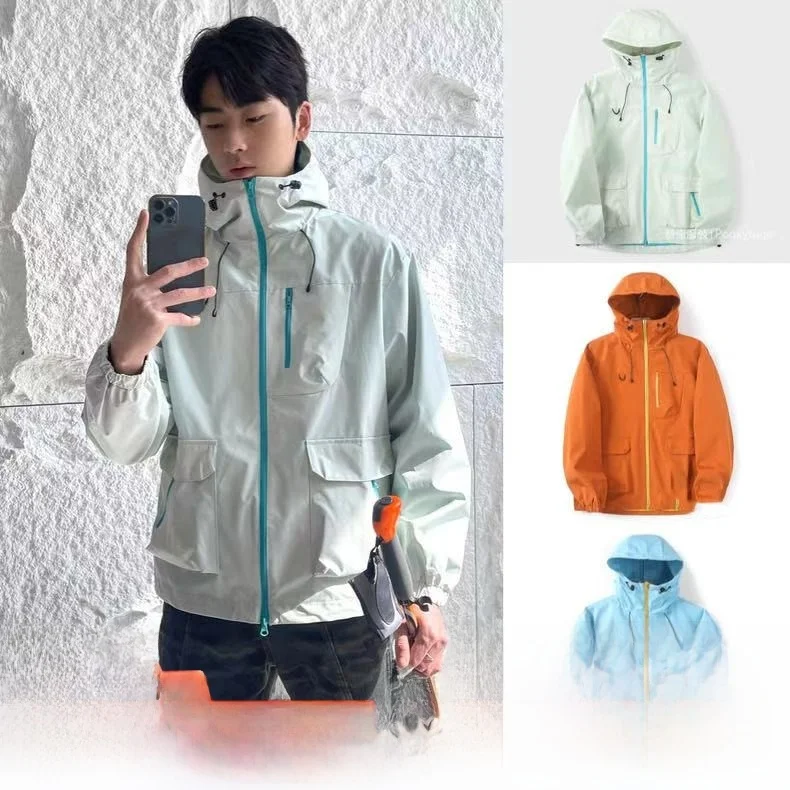 

Уличная мужская повседневная куртка с капюшоном, ветрозащитная, водонепроницаемая, свободная посадка, весна-осень ex, версия-стойка из полиэфирного волокна