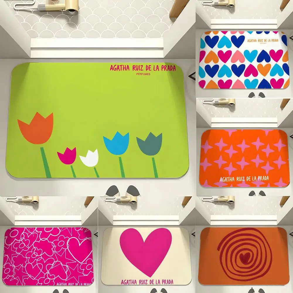 Art A-Agatha S Ruiz De La Prada S Floor Mat Carpet Diatom Mud Bathroom Quick-Drying Absorbent Floor Mat Household Bathroom