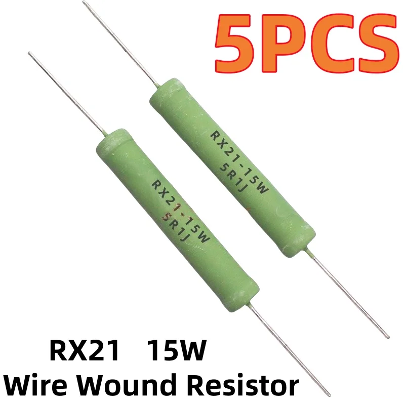 5PCS RX21 15W Wire wound resistor 5% 8.2R 10R 12R 15R 18R 25R 27R 30R 33R 39R 47R 50R 51R 56R 62R 68R 75R 82R 100R ohm 1K10K 33K