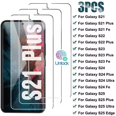 3pcs Full Cover Tempered Glass For Samsung Galaxy S24 S25 Ultra S23 S22 Plus Fe Screen Protector on Sansung S21 Plus Glass Film